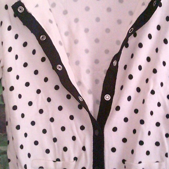 Polka Dot Button Up Cardigan Sweater - Picture 2 of 4